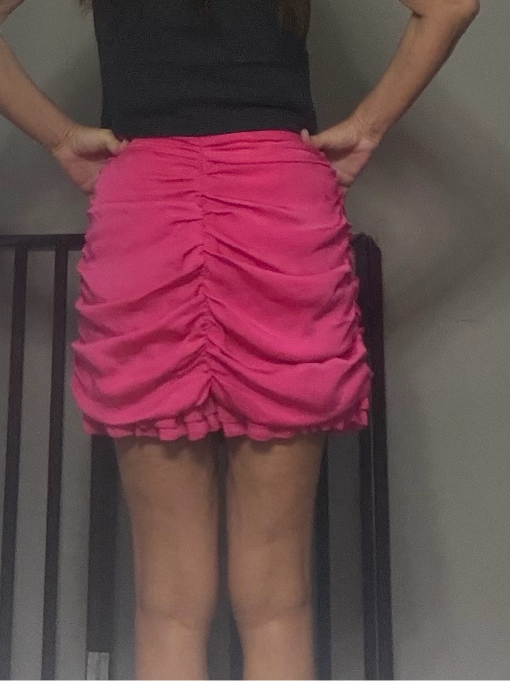 Pink Ruffled Ruched Mini Skirt - Picture 2 of 5